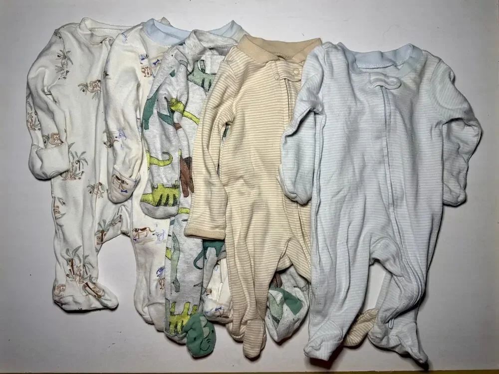 Carter’s Baby Boy 0-3M Double Zip Footed Pajamas Sleeper Lot of 5